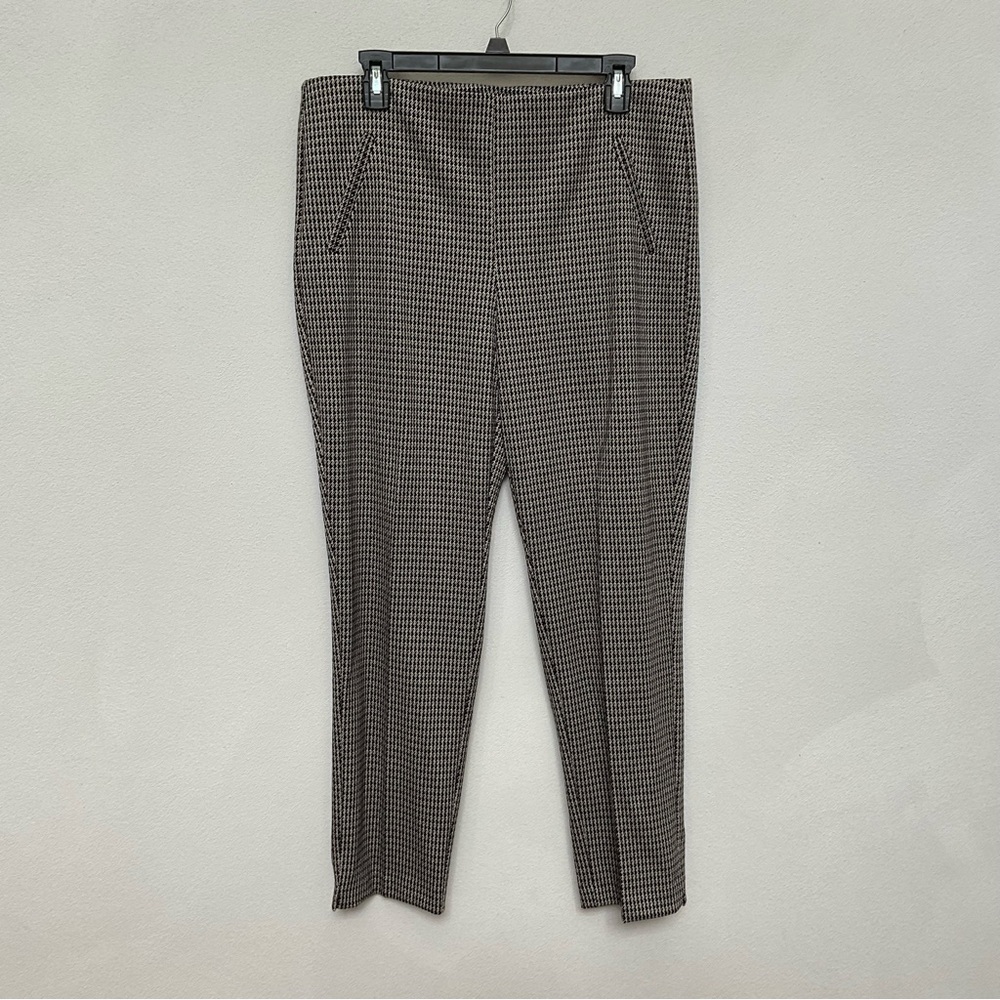 Chico's Black, Brown, Cream Houndstooth Print Pull On Pants Size 2 US L/12